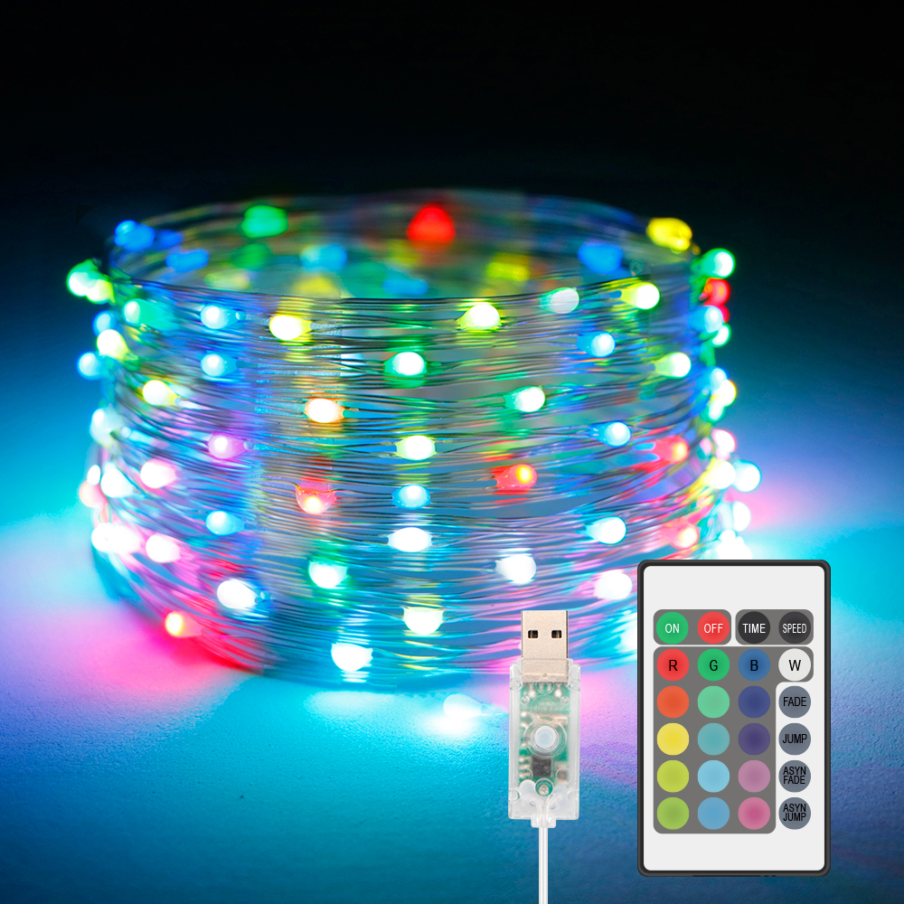 Moobibear 33ft 100 LEDs Color Changing USB Powered Fairy Lights with Remote