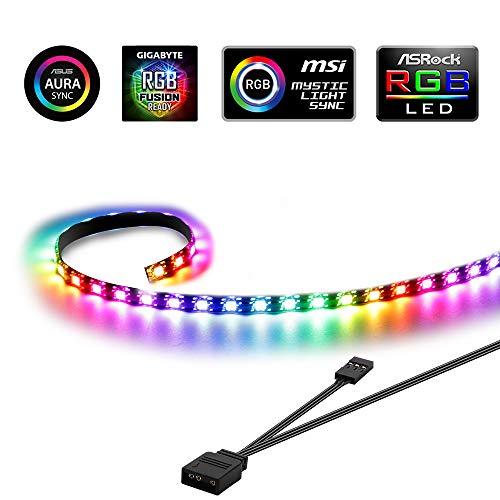 5V 3 Pin Header Dream Color ARGB Strip for ASUS Aura SYNC/MSI Mystic Sync/ASROCK Aura RGB/GIGABYTE RGB Fusion Magnetic Computer Lights for PC Case 19.7in 50cm Addressable RGB LED Strip Extended